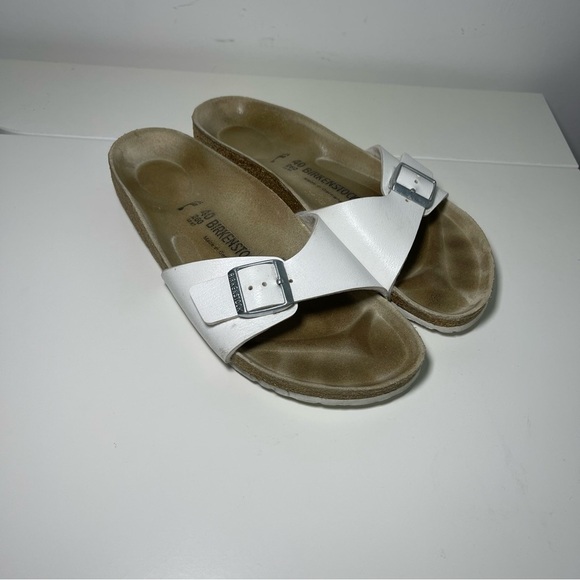 Birkenstock women’s White Birko-Flor Madrid one strap Summer spring Sandals 40 - Picture 2 of 9